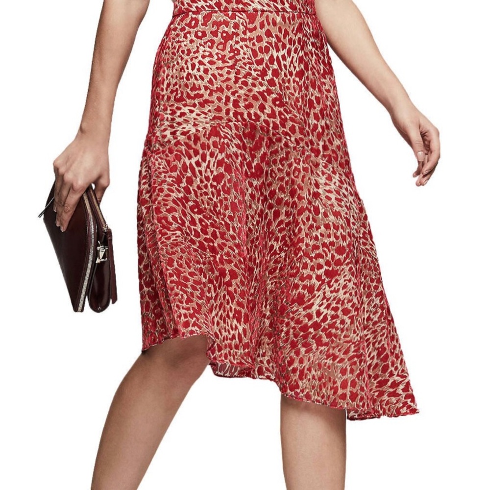 Reiss Neelam Burn-Out Detail Midi Flared Skirt